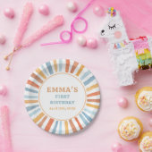 Boho Sunshine Sun Terra Cotta Paper Plates ペーパープレート (パーティー)