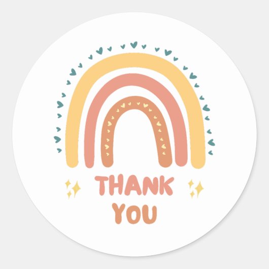 Boho Sunshine Thank You Stickers ラウンドシール (正面)