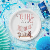 Boho Sweetその女の子ピンクの物干しの赤ちゃんシャワー ペーパープレート (パーティー)