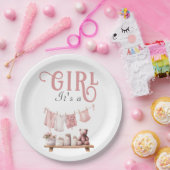 Boho Sweetその女の子ピンクの物干しの赤ちゃんシャワー ペーパープレート (パーティー)