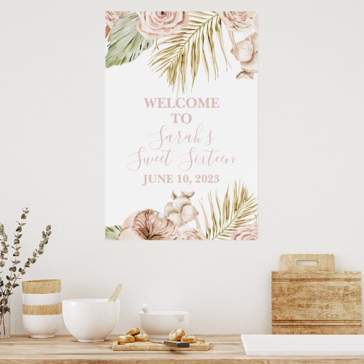 Boho Sweet 16ウェルカムサイン ポスター (キッチン)