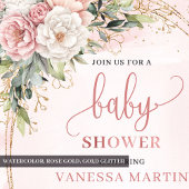Boho Sweet Blush Floral Greenery Girl Baby Shower 招待状