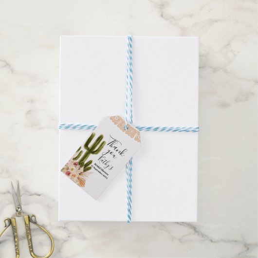 Boho Taco 'サボピンクの花を取る感謝ラベル ギフトタグ (より糸付き)