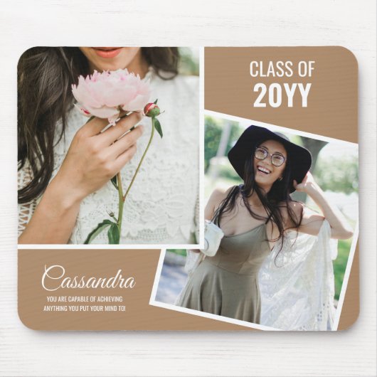 Boho Tanミニマリスト2枚写真卒業 マウスパッド (正面)