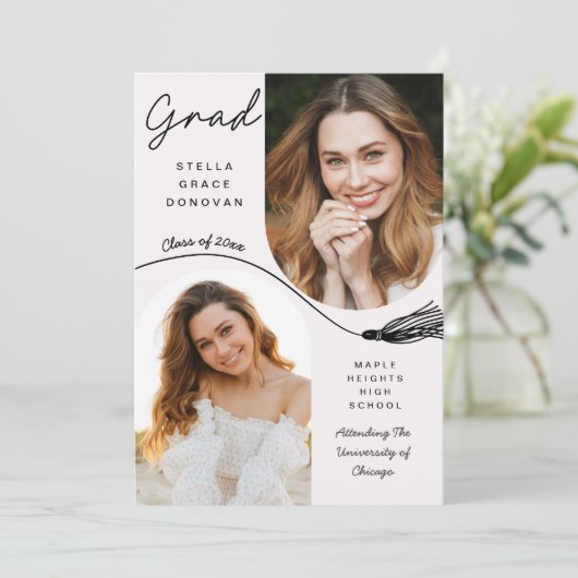 Boho Tassel Grad Announcement with Photo 招待状 (スタンド正面)