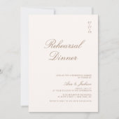 Boho Taupe書道エレガントリハーサルディナー 招待状 (正面)