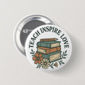 Boho Teacher – Teach Inspire Love Vintage 缶バッジ (正面&裏面)