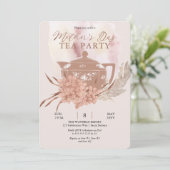 Boho Teapot Hydrangeas Pampas母の日茶Inv 招待状 (スタンド正面)