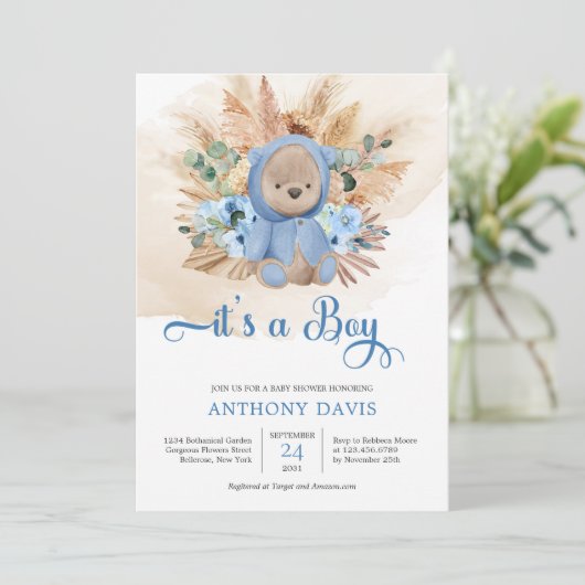 Boho Teddyクマはスウェットシャツのスパーパスの草を着ている 招待状 (スタンド正面)