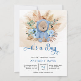 Boho Teddyクマはスウェットシャツのスパーパスの草を着ている 招待状