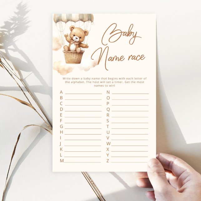 Boho teddyクマベビー名レースベビーシャワーゲーム (クリエイターアップロード済み)