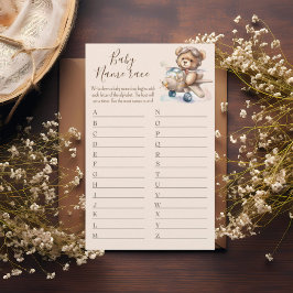 Boho teddyクマベビー名レースベビーシャワーゲーム