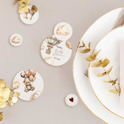 Boho Teddyクマ空気バルーン雲ベビーシャワー コンフェッティ