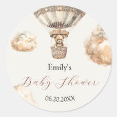 Boho Teddyクマ空気バルーン雲ベビーシャワー ラウンドシール (正面)