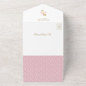 Boho Teddyベアーピンクバルーンフローラベビーシャワー オールインワン招待状 (外側)