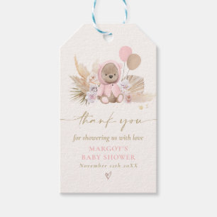 Boho Teddyベアーピンクbearly待ち赤ちゃんシャワー ギフトタグ