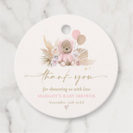 Boho Teddyベアーピンクbearly待ち赤ちゃんシャワー フェイバータグ