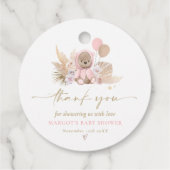 Boho Teddyベアーピンクbearly待ち赤ちゃんシャワー フェイバータグ (裏面)