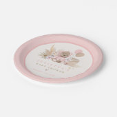 Boho Teddyベアーピンクbearly待ち赤ちゃんシャワー ペーパープレート (アングル)