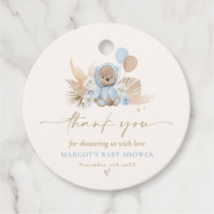 Boho TeddyベアーブルーBearly待ち赤ちゃんシャワー フェイバータグ