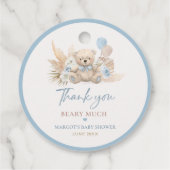 Boho TeddyベアーブルーBearly待ち赤ちゃんシャワー フェイバータグ (裏面)