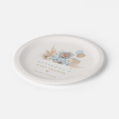 Boho TeddyベアーブルーBearly待ち赤ちゃんシャワー ペーパープレート (アングル)