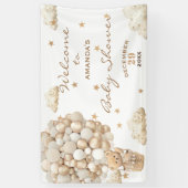 Boho Teddy Bearバルーン赤ちゃんシャワーへようこそ 横断幕 (縦)