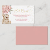 Boho Teddy Bearピンクと金ゴールドブックリクエスト エンクロージャーカード (正面/裏面)