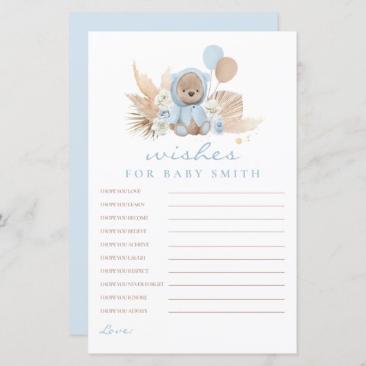 Boho Teddy Bearベビーの赤ちゃんシャワーの願い
