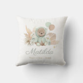 Boho Teddy Bearベビーシャワーギフトセージグリーン クッション (裏面)