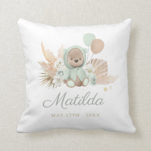 Boho Teddy Bearベビーシャワーギフトセージグリーン クッション