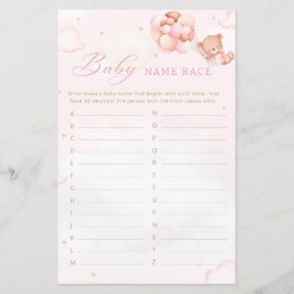 Boho Teddy Bearベビーシャワーベビー名レースゲーム