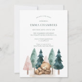 Boho Teddy Bearベビーシャワー 招待状 (正面)