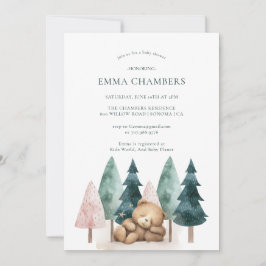 Boho Teddy Bearベビーシャワー 招待状