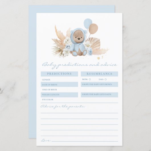 Boho Teddy Bear予測とアドバイスカードゲーム (正面/裏面)