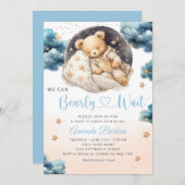 Boho Teddy Bear我々は赤ちゃんシャワーを待つことができる 招待状 (正面/裏面)