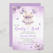 Boho Teddy Bear我々は赤ちゃんシャワーを待つことができる 招待状 (正面/裏面)