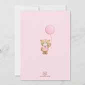 Boho Teddy Bear我々は赤ちゃん女の子を待つことができる 招待状 (裏面)