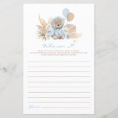 Boho Teddy Bear誰が私は赤ちゃんシャワーのゲーム (正面)