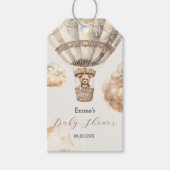 Boho Teddy Bear Air Balloon Skyベビーシャワー ギフトタグ (正面)