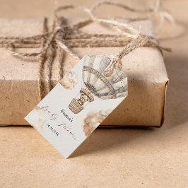 Boho Teddy Bear Air Balloon Skyベビーシャワー ギフトタグ