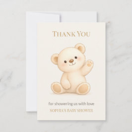 Boho Teddy Bear Baby Shower サンキューカード