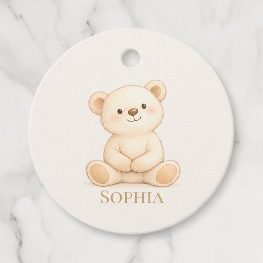 Boho Teddy Bear Baby Shower フェイバータグ (正面)