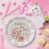 Boho Teddy Bear Baby Shower ペーパープレート (パーティー)