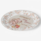 Boho Teddy Bear Baby Shower ペーパープレート (アングル)