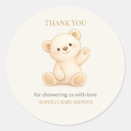 Boho Teddy Bear Baby Shower ラウンドシール
