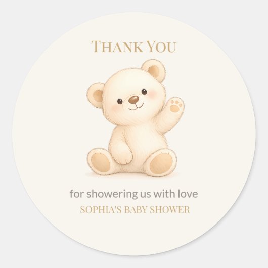 Boho Teddy Bear Baby Shower ラウンドシール (正面)