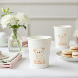 Boho Teddy Bear Baby Shower  紙コップ