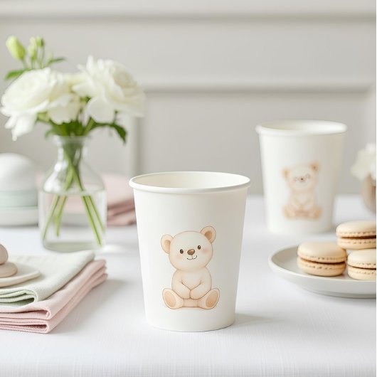 Boho Teddy Bear Baby Shower  紙コップ