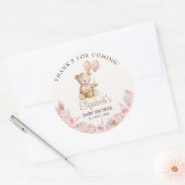 Boho Teddy Bear Baby Shower Girl ラウンドシール (封筒)